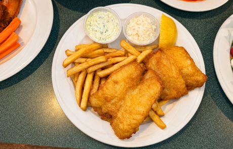 Fish and chips with 2 dipping sauce